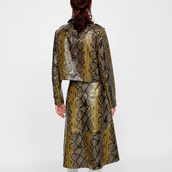 NWT Zara faux leather python snake biker jacket - Picture 7 of 9